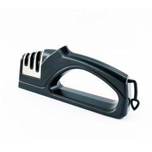 High Quality 3-Stage Black Kitchen Knife Sharpener Tungsten and Ceramic Material for Home Use with Silicon Hook