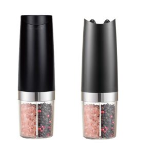 Two-in-one Gravity Electric Stainless Steel Salt & Pepper Mill Grinder Set Plastic Product for Spices Usage